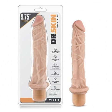 Dr Skin Cock Vibe 8 Vibrating Cock Beige 9.75 Inch - Vibrating Dildos