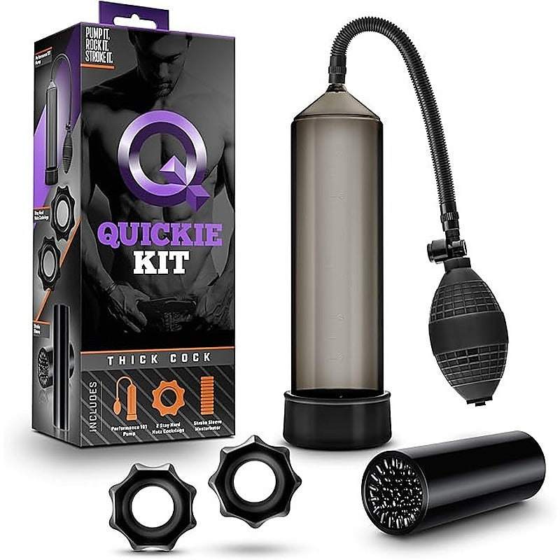 Quickie Kit Thick Cock Penis Pump Set Black - Penis Pumps And Stretchers