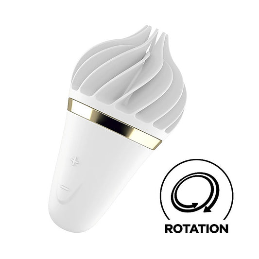 Satisfyer Sweet Treat Lay On Clitoral Vibrator White/Gold - Clit Ticklers and Pulsators