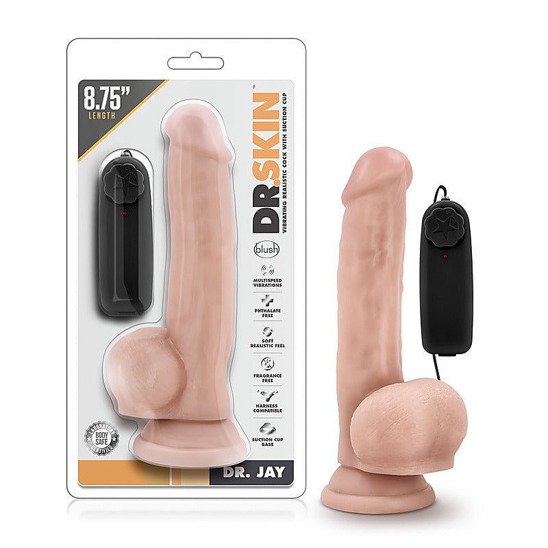 Dr Skin Dr Jay Vibrating Cock with Suction Cup Vanilla 8.75 Inch - Vibrating Dildos