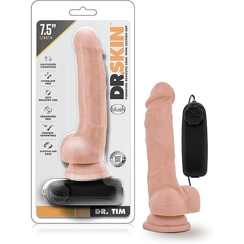 Dr Skin Dr Tim Vibrating Cock with Suction Cup Vanilla 7.5 Inch - Vibrating Dildos