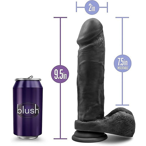 Au Naturel Bold Massive Realistic Dildo With Balls Black 9 Inch - Realistic Dildos