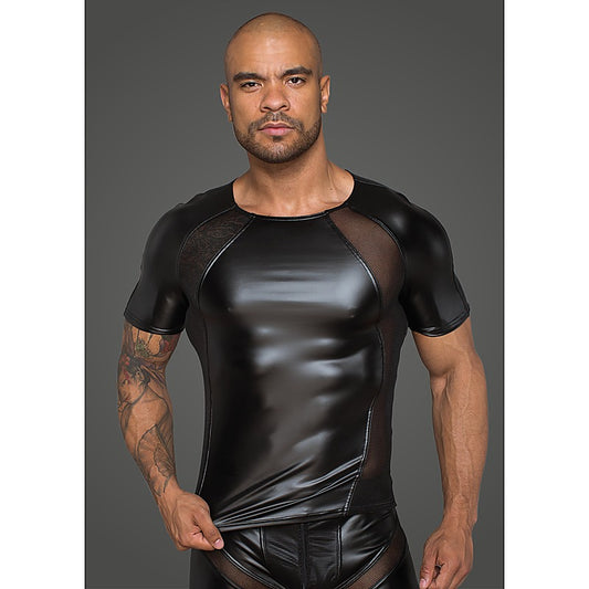 Noir Handmade Power Wetlook Men Tshirt With 3D Net