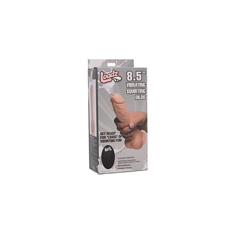 Loadz Dual Density Squirting Dildo Light Skin Tone With Remote 8.5 Inch - Vibrating Dildos