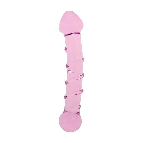Lovetoy Glass Romance 5 Glass Dong 7 Inch Pink