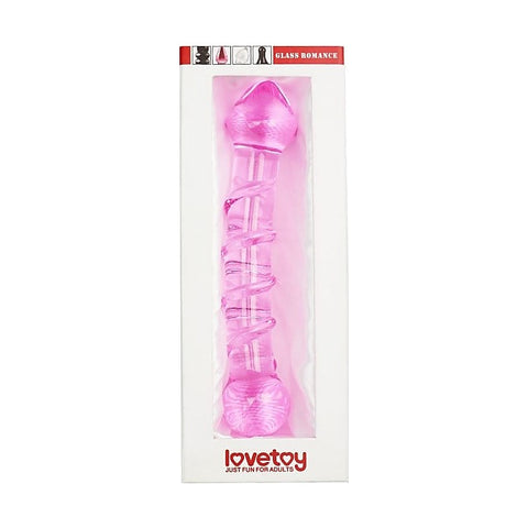 Lovetoy Glass Romance 5 Glass Dong 7 Inch Pink
