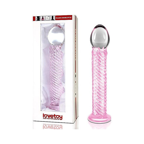 Lovetoy Glass Romance 7 Realistic Glass Dildo 7.5 Inch Pink