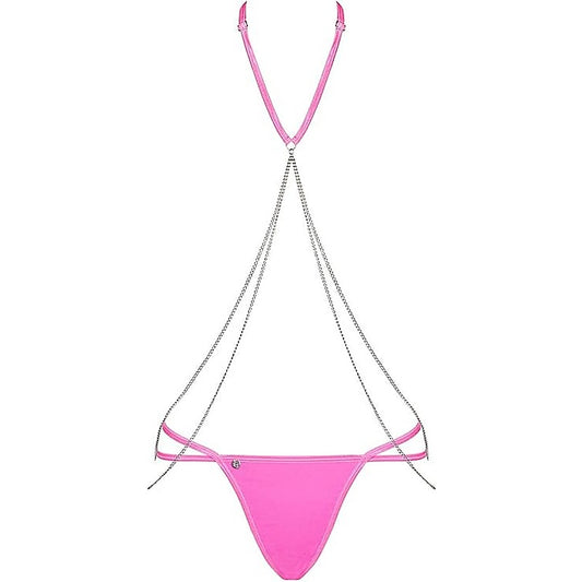 Obsessive Chainty Bra and Panty Set Pink