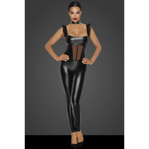 Power Wetlook Overall w/ Tulle Panel Her Fetish - Her Fetish