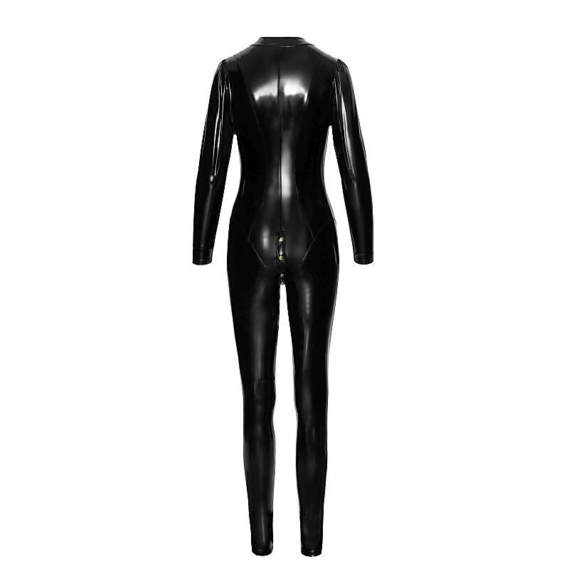 Long Button Up Pvc Overall Women Dress By Noir Handmade - Her Fetish