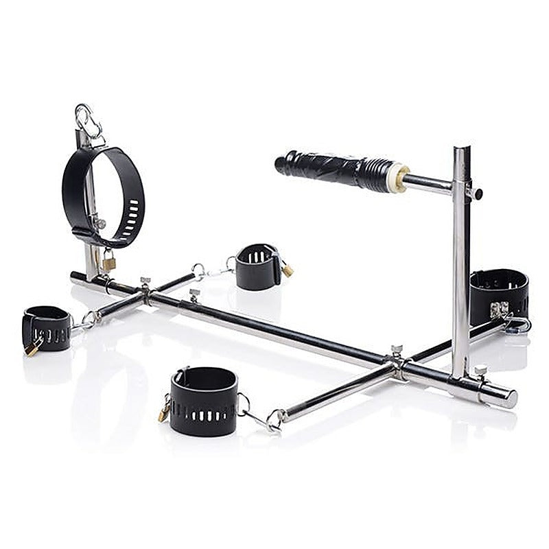 Master Series Imprisoned Metal Stockade With Dildo - Sex Furniture