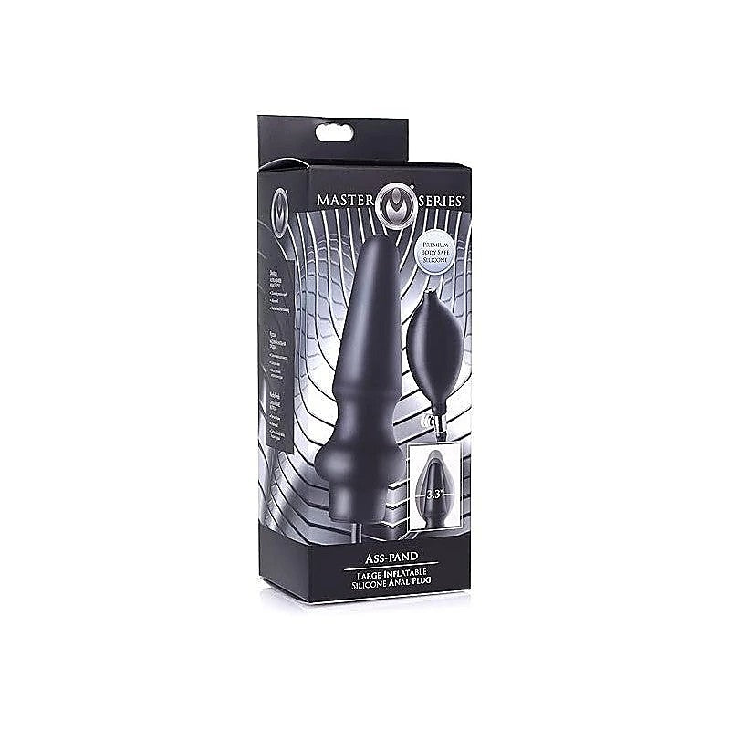 Master Series Ass Pand Large Inflatable Silicone Butt Plug Black - Butt Plugs