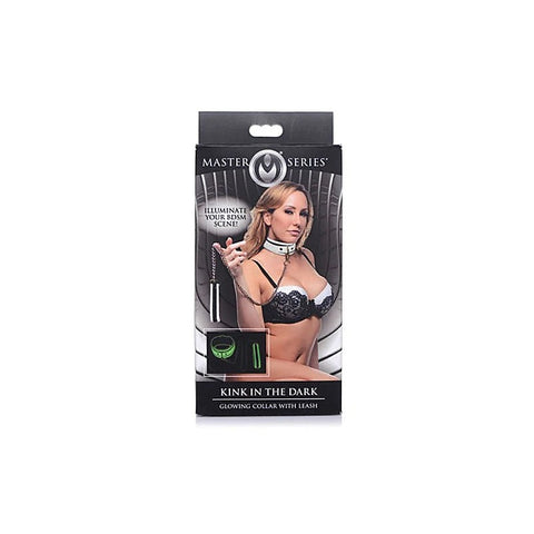 Master Series Kink in the Dark Glowing Collar and Lead Fluro Green - Collars and Leads
