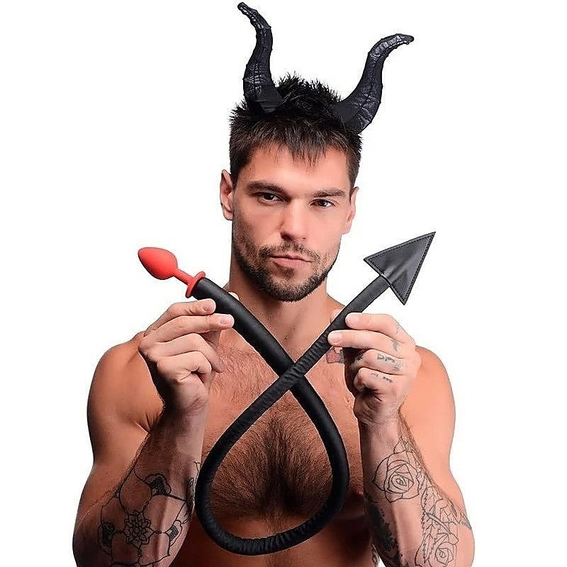 Devil Tail Anal Plug And Horn Set By Xr Brands - Butt Plugs