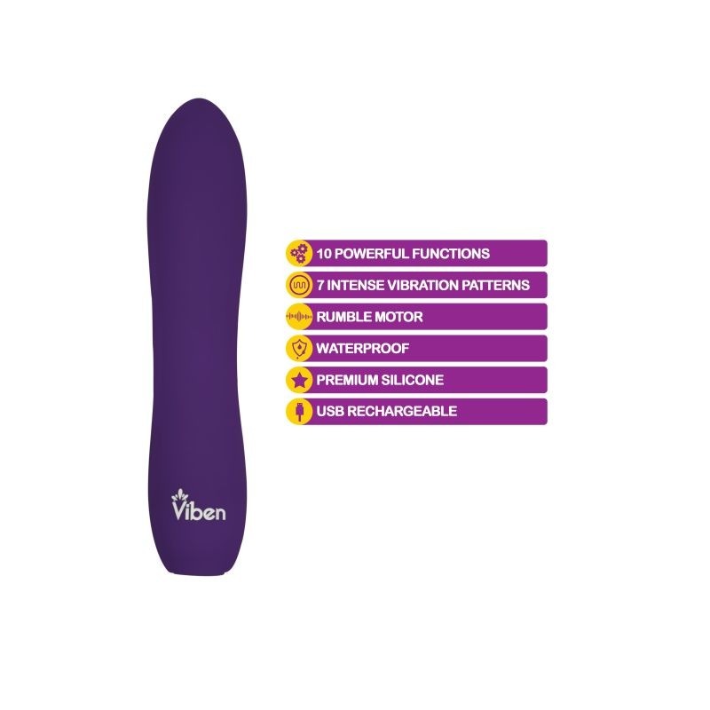 Vivacious Rumble Motor Rechargeable Bullet Violet by Viben - Bullet Vibrators