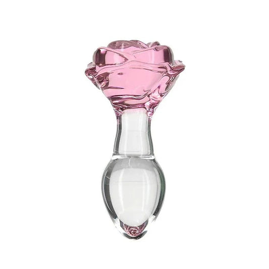 Pillow Talk Rosy Luxurious Glass Anal Plug With Clear Gem - Butt Plugs