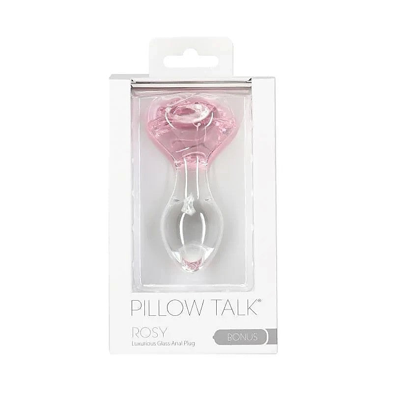 Pillow Talk Rosy Luxurious Glass Anal Plug With Clear Gem - Butt Plugs