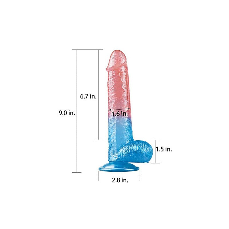Lovetoy Dazzle Studs Realistic Dildo 9 Inch Pink / Blue - Realistic Dildos