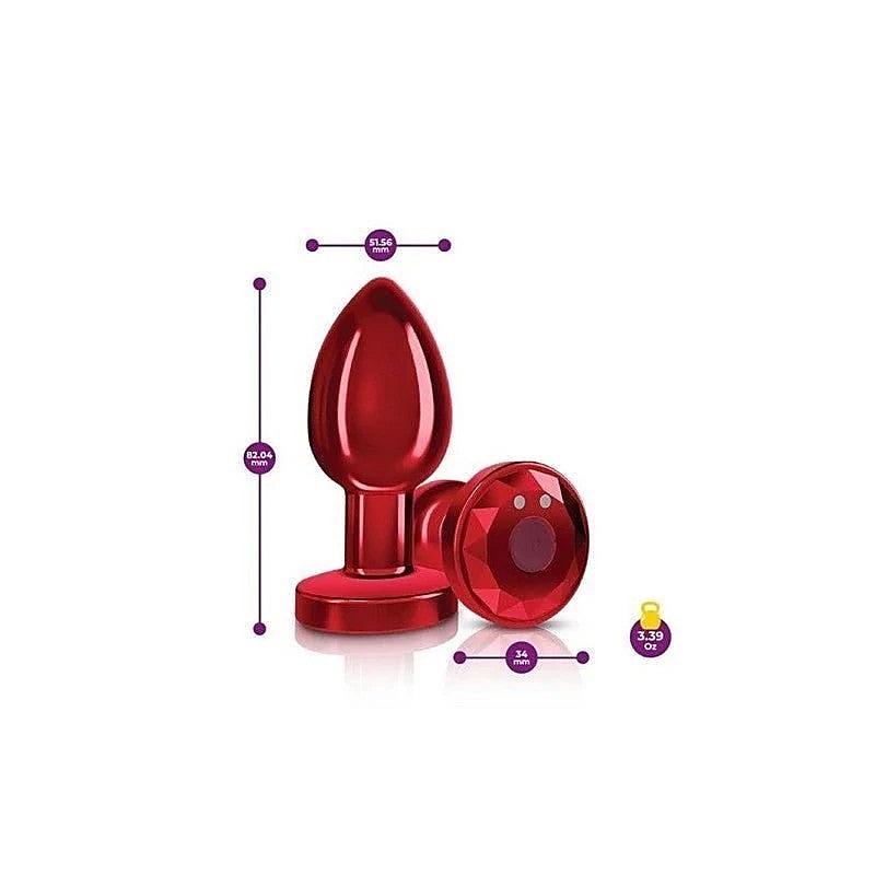 Cheeky Charms Red Rechargeable Vibrating Metal Butt Plug With Remote - Butt Plugs