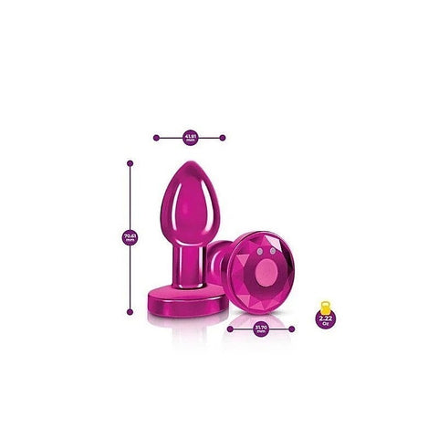 Cheeky Charms Pink Rechargeable Vibrating Metal Butt Plug With Remote - Butt Plugs