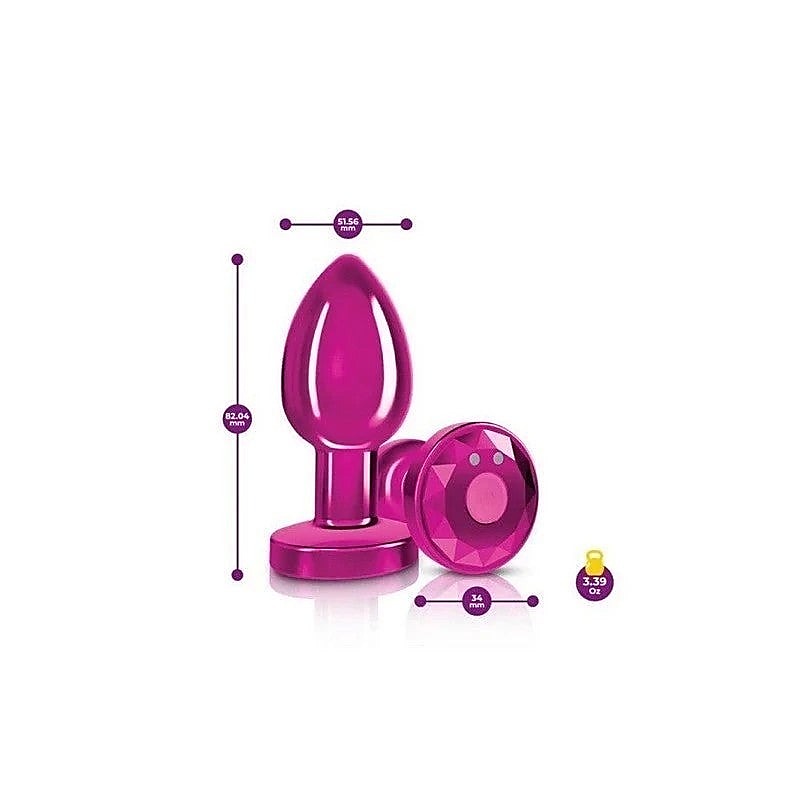 Cheeky Charms Pink Rechargeable Vibrating Metal Butt Plug With Remote - Butt Plugs
