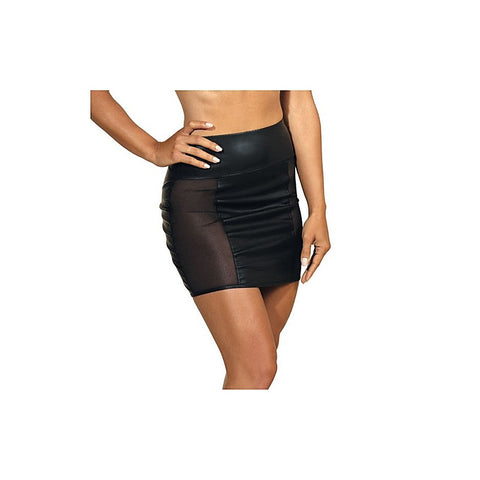 Stretch Wetlook Mesh Panel Skirt By Axami Lingerie - Her Fetish