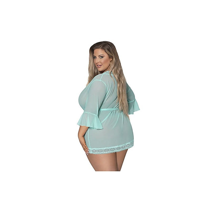 Exposed Lingerie Womens Robe With Lace Trim By Magic Silk - Kimono's and Gowns