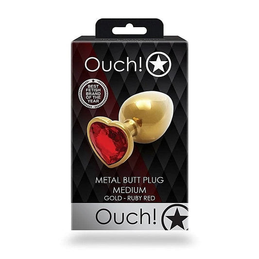 Ouch! Heart Gem Butt Plug - Medium By Shots Toys - Butt Plugs
