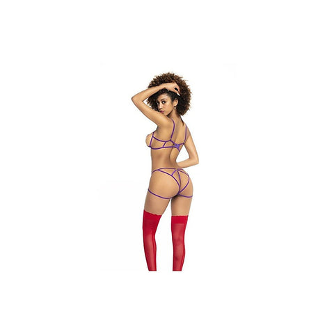 2 Piece Purple Elastic Red Heart Applique Set By Mapale - Bras and Bra Sets