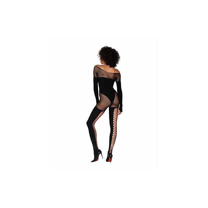 Seamless Opaque & Fishnet Bodystocking - Body Stockings
