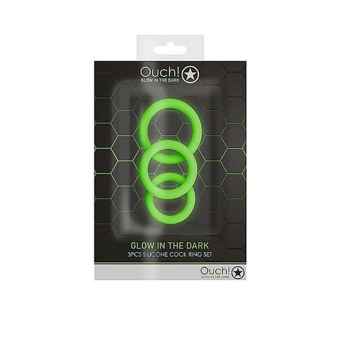 OUCH! Luminescent Pleasure Cock Rings by Shots Toys - Cock Rings