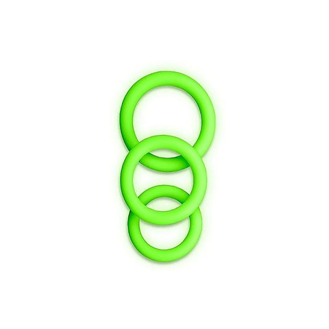 OUCH! Luminescent Pleasure Cock Rings by Shots Toys - Cock Rings