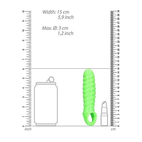 Ouch! Glow In Dark Swirl Stretchy Penis Sleeve By Shots Toys - Pumps, Extenders and Sleeves
