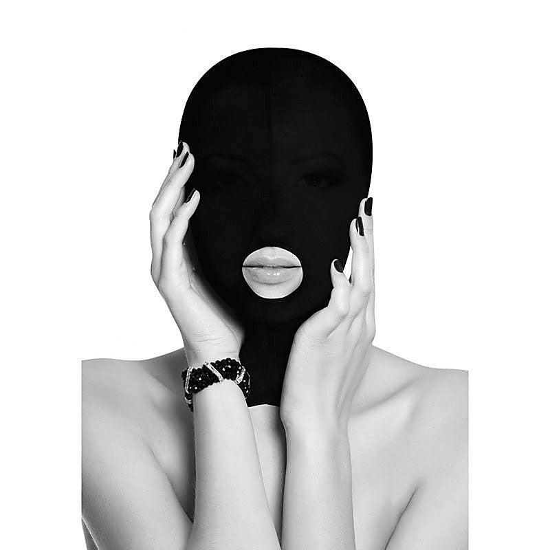 OUCH! BW Submission Mask With Open Mouth by Shots Toys - Masks And Blindfolds