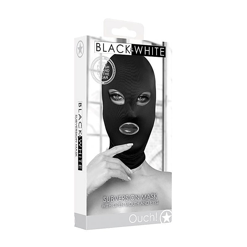 OUCH! BW Subversion Mask With Open Mouth by Shots Toys - Masks And Blindfolds