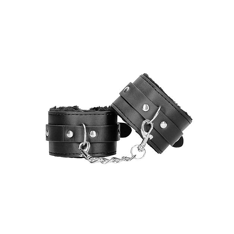OUCH! BW Plush Bonded Leather Hand Cuffs by Shots Toys - Cuffs and Restraints