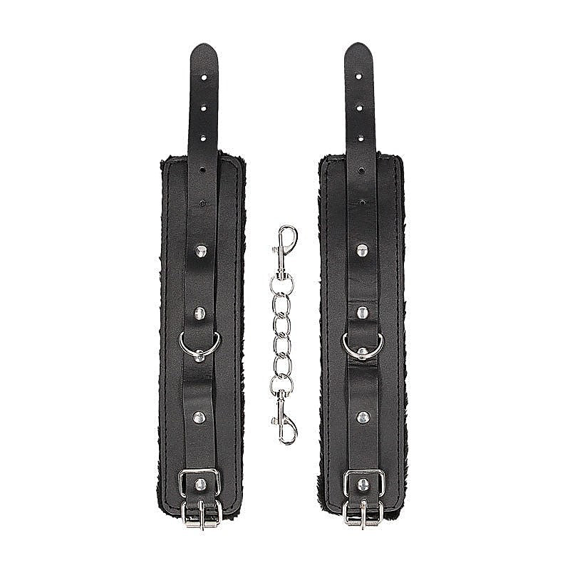 OUCH! BW Plush Bonded Leather Hand Cuffs by Shots Toys - Cuffs and Restraints