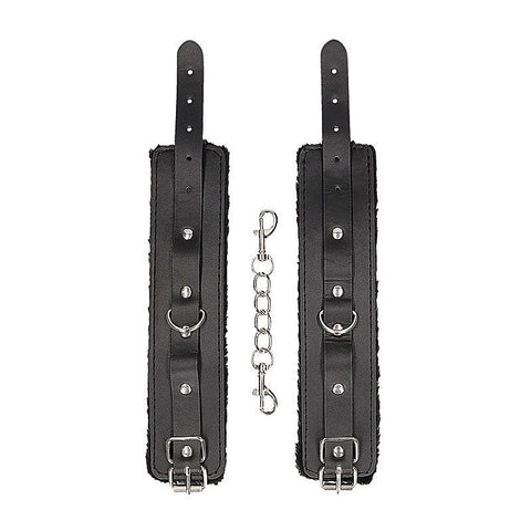 OUCH! BW Plush Bonded Leather Hand Cuffs by Shots Toys - Cuffs and Restraints
