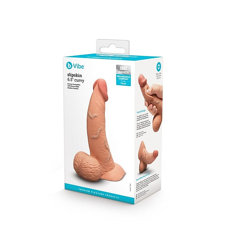 Slipskin Curved Realistic Silicone Dildo By B-Vibe - Realistic Dildos