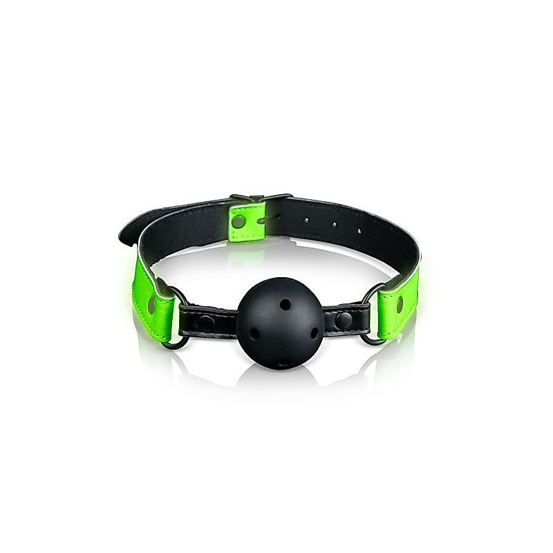 Ouch! Glow In Dark Breathable Ball Gag By Shots Toys - Bondage Gags and Bits