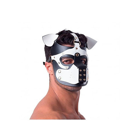 Sport Fucker One Size Bondage Play Pup Hood Black / White - Bondage Hoods