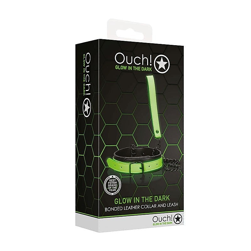 OUCH! Glow in Dark Collar and Leash by Shots Toys - Collars and Leads
