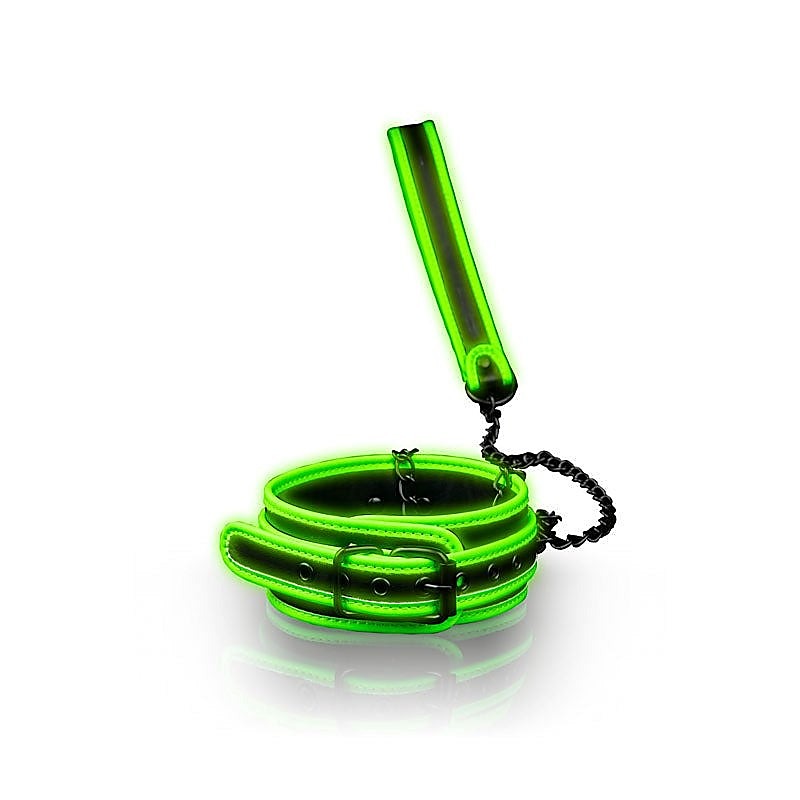 OUCH! Glow in Dark Collar and Leash by Shots Toys - Collars and Leads
