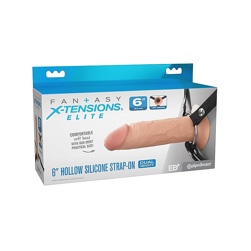 Fantasy X-Tensions 6 Inch Dual Density Hollow Strap-On Dildo - Strap On Sextoys
