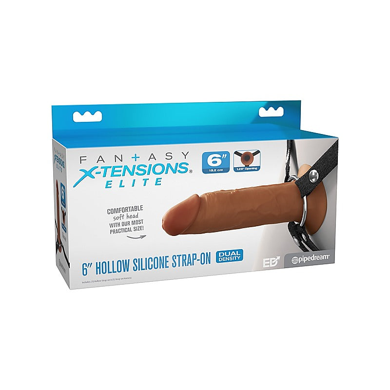 Fantasy X-Tensions 6 Inch Dual Density Hollow Strap-On Dildo - Strap On Sextoys
