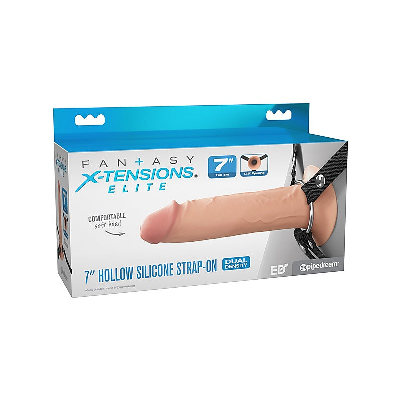 Fantasy X-Tensions 7 Inch Dual Density Hollow Strap-On Dong - Strap On Sextoys
