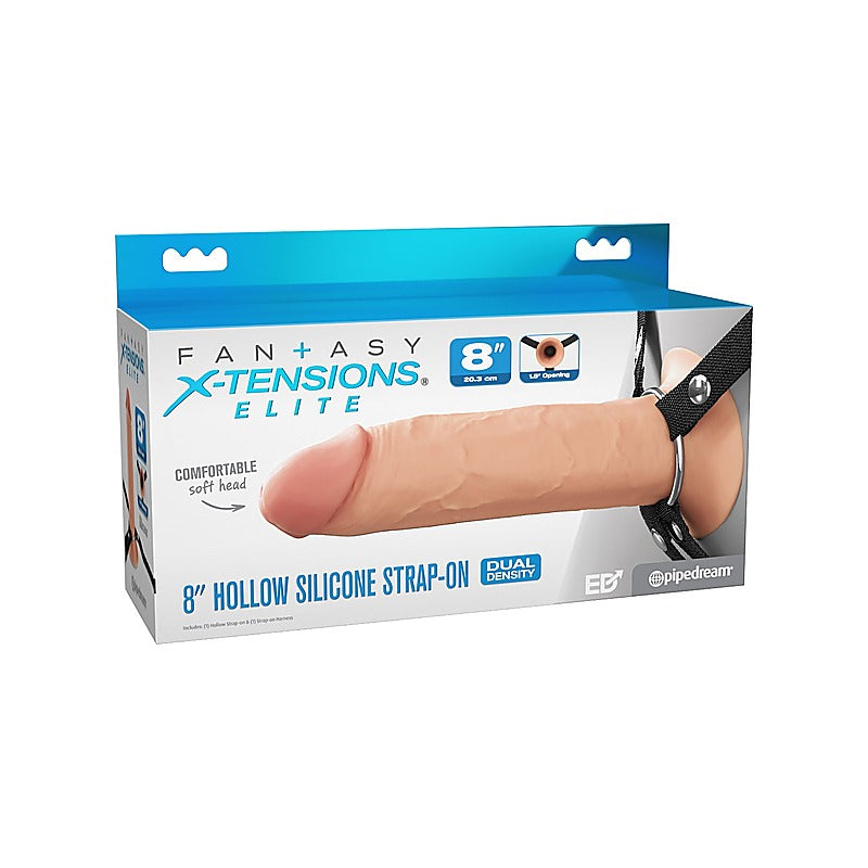 Fantasy X-Tensions 8 Inch Dual Density Hollow Strap-On Dildo - Strap On Sextoys