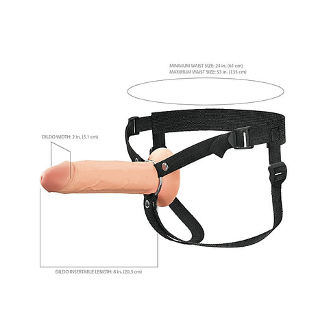 Fantasy X-Tensions 8 Inch Dual Density Hollow Strap-On Dildo - Strap On Sextoys