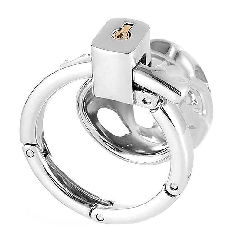 Adjustable Ring and Invisible Vertical Lock Cock Cage - Male Chastity