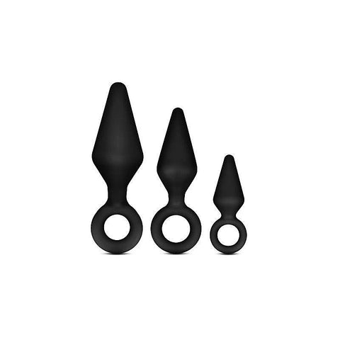 Blush Novelties Anal Adventures Platinum Loop Butt Plug Kit 3 Sizes Black